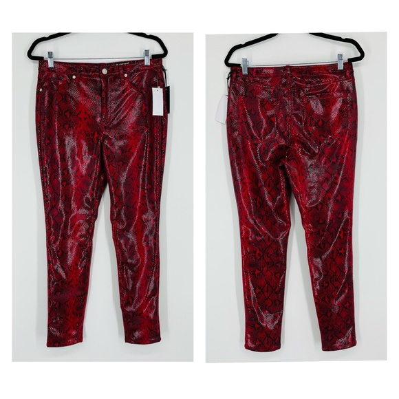 Blank NYC Denim - BlankNYC Red Faux Leather Snakeskin Pants B106